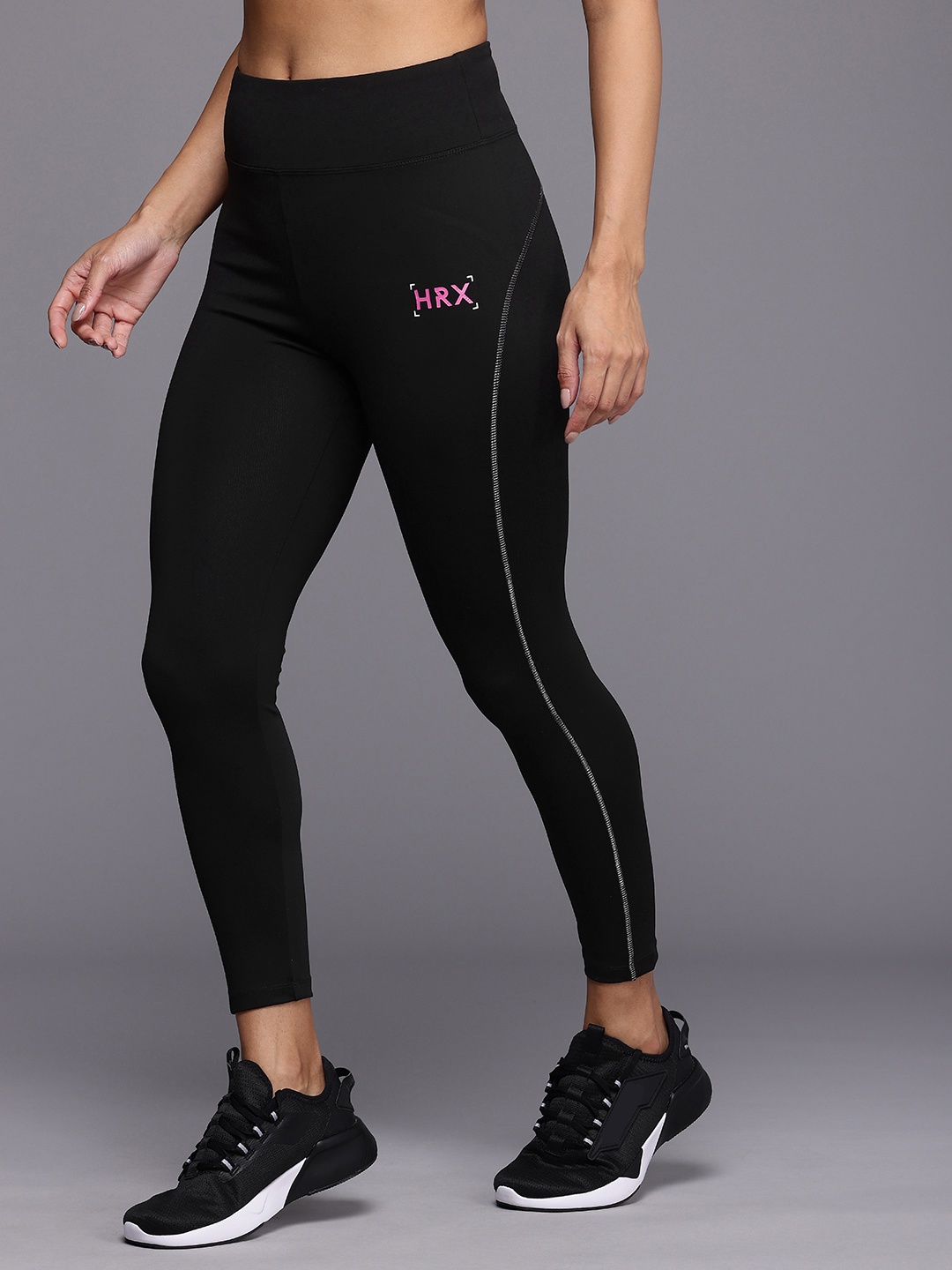 

HRX by Hrithik Roshan Women Togetherfaster Antimicrobial & Rapid Dry Running Tights, Black