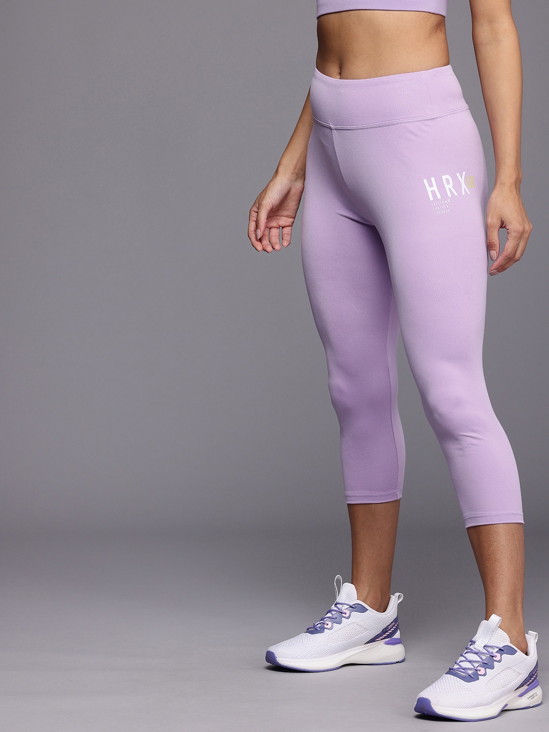 

HRX by Hrithik Roshan Women Rapid Dry Anti-Microbial Finish 3/4th Running Tights, Lavender