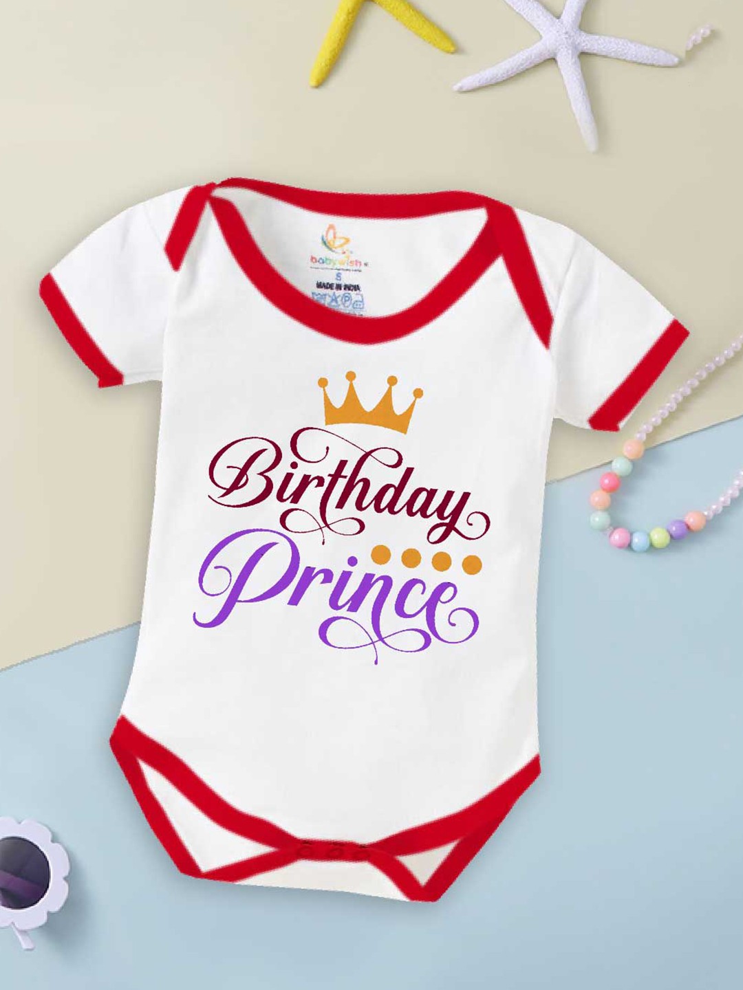 

Babywish Infant Boys Birthday Boy Printed Pure Cotton Bodysuit, White