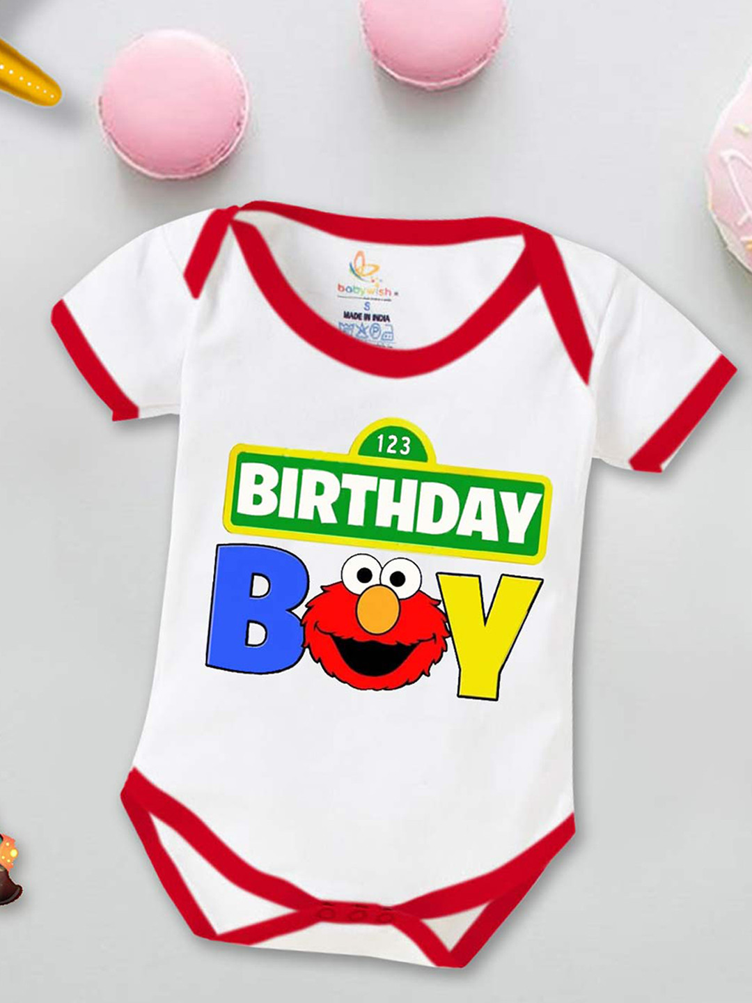 

Babywish Infant Boys Birthday Printed Cotton Bodysuit, White