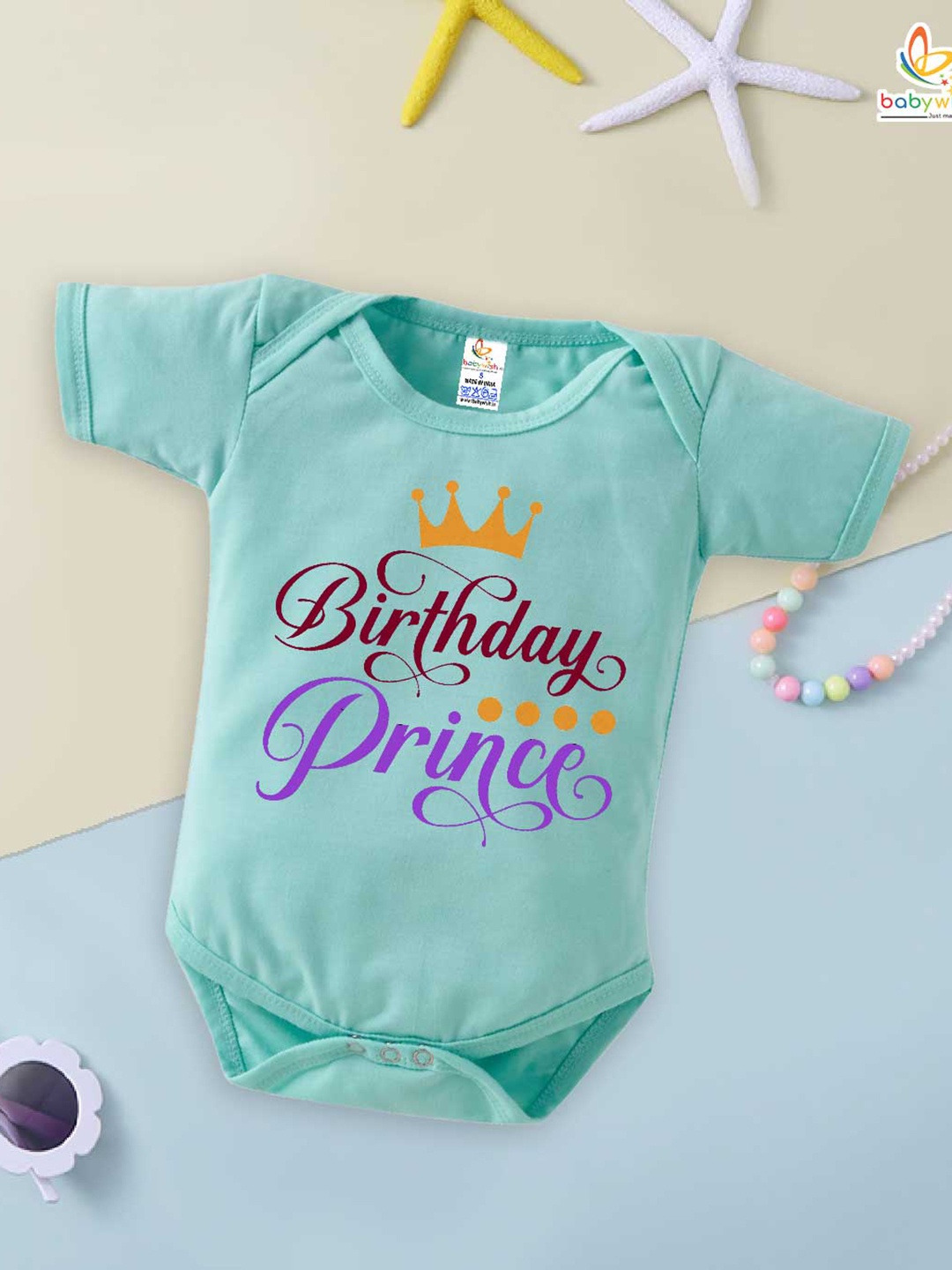 

Babywish Infants Typography Printed Pure Cotton Bodysuit, Sea green