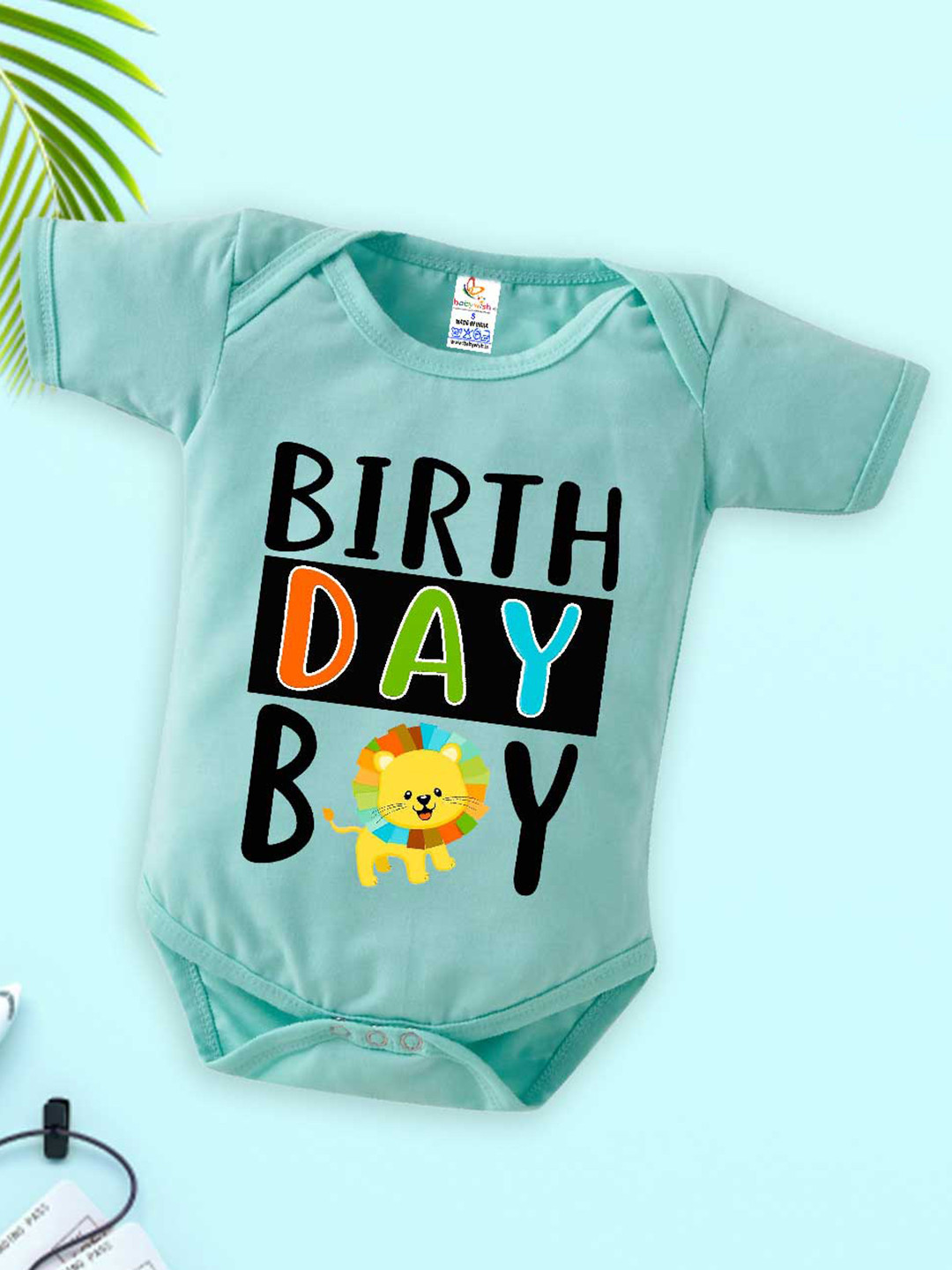 

Babywish Infants Typography Printed Pure Cotton Bodysuit, Sea green