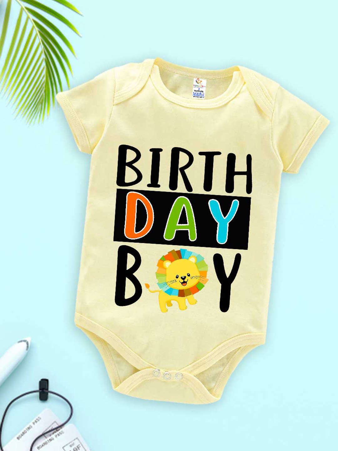 

Babywish Infant Boys Birthday Boy Printed Cotton Bodysuit, Yellow