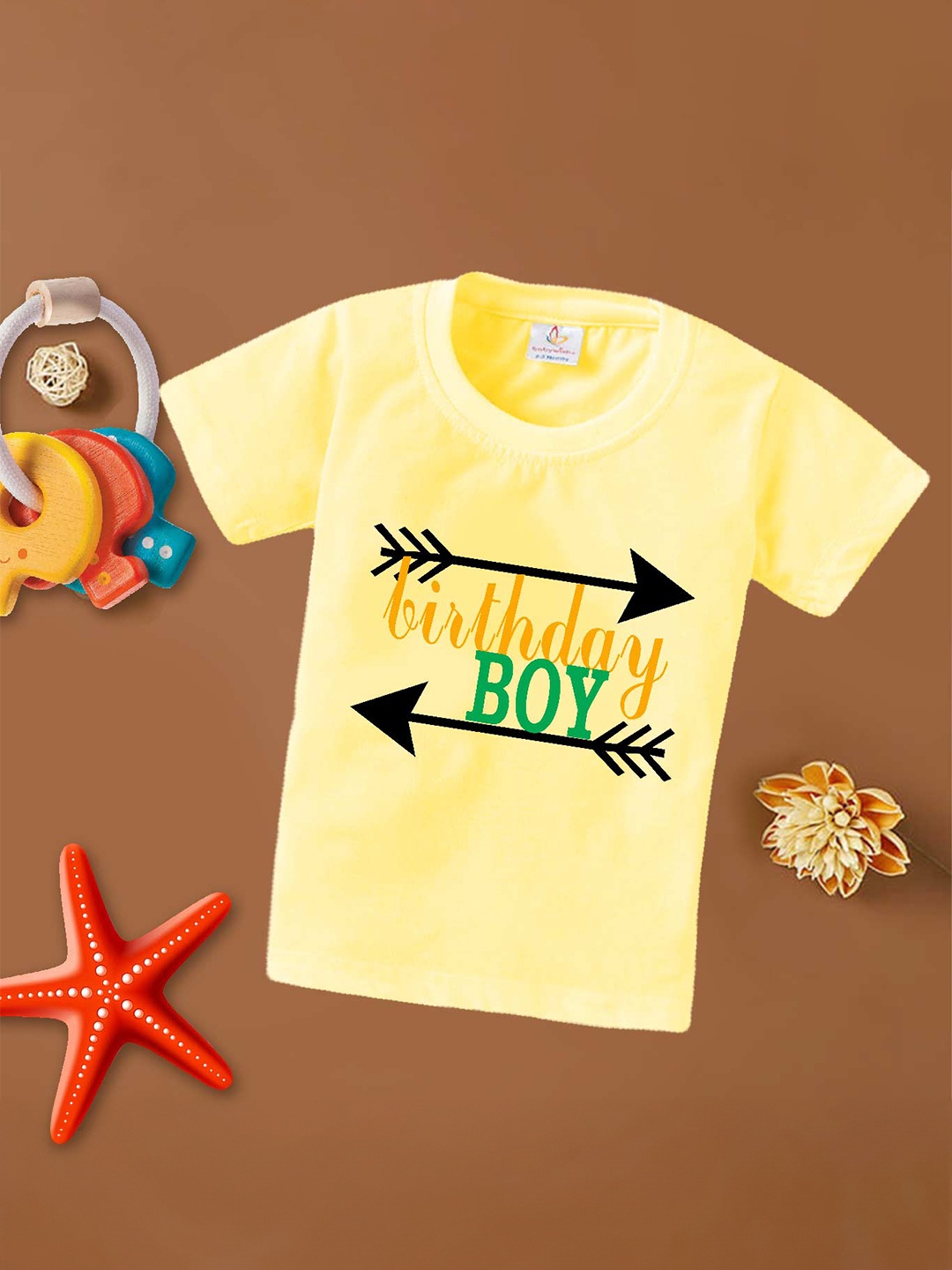 

Babywish Boys Typography Printed Cotton T-shirt, Yellow