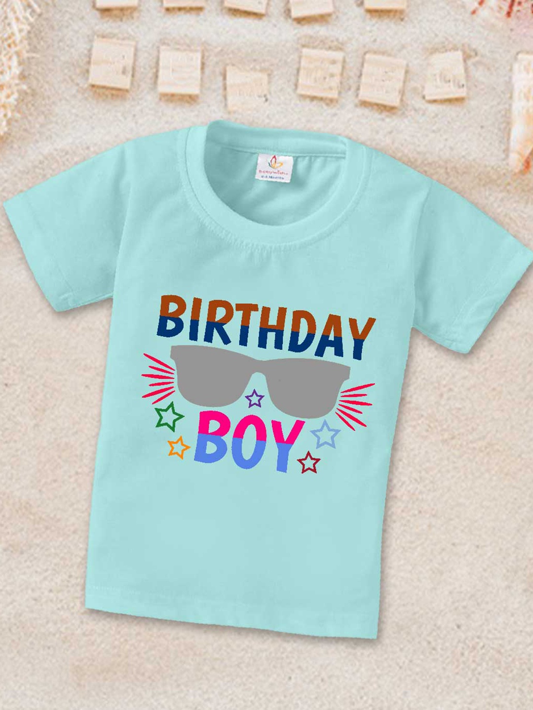 Babywish Boys Typography Printed Cotton Relaxed Fit T-shirt, Sea green