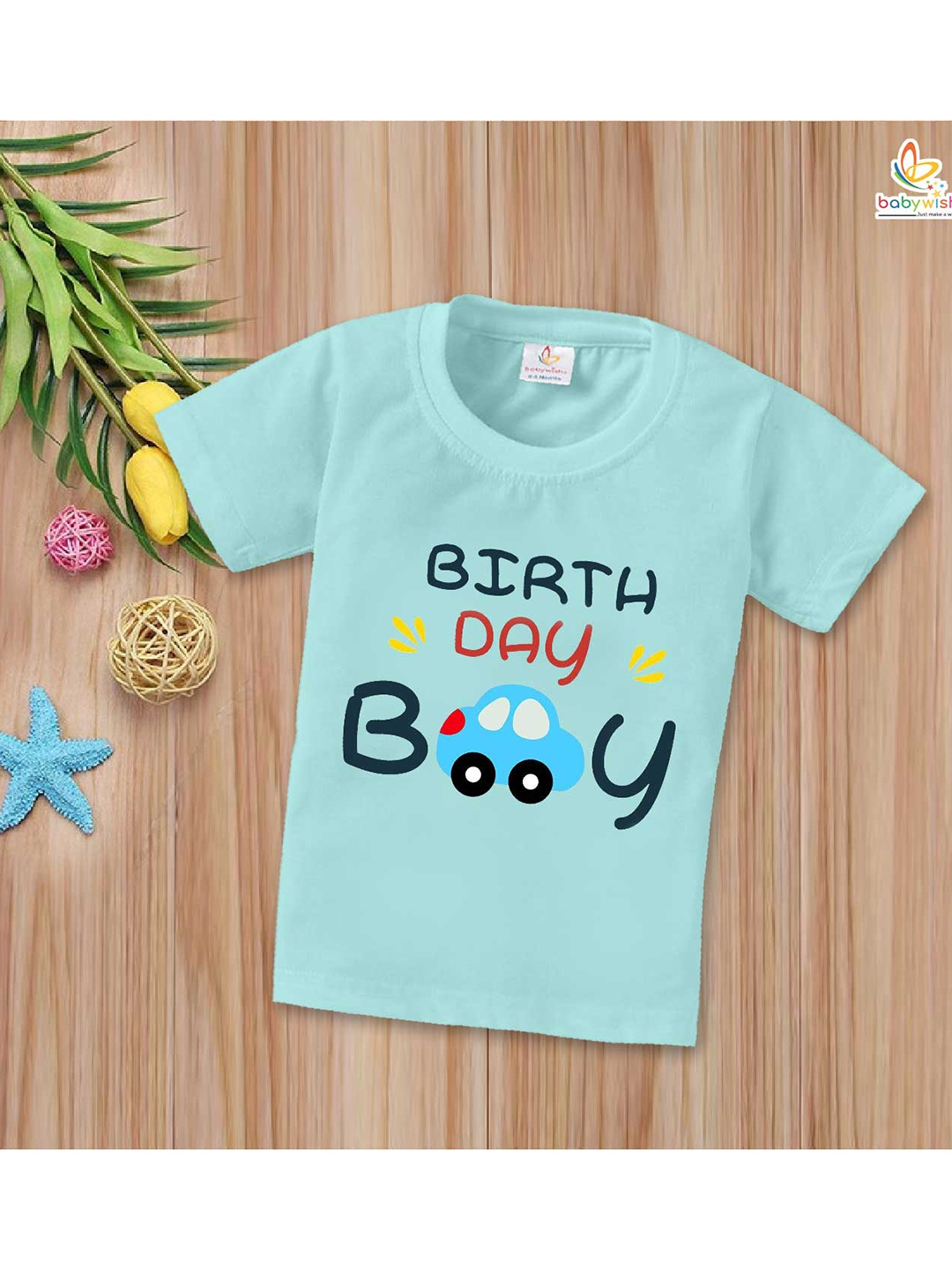

Babywish Boys Typography Printed Cotton Relaxed Fit T-shirt, Sea green