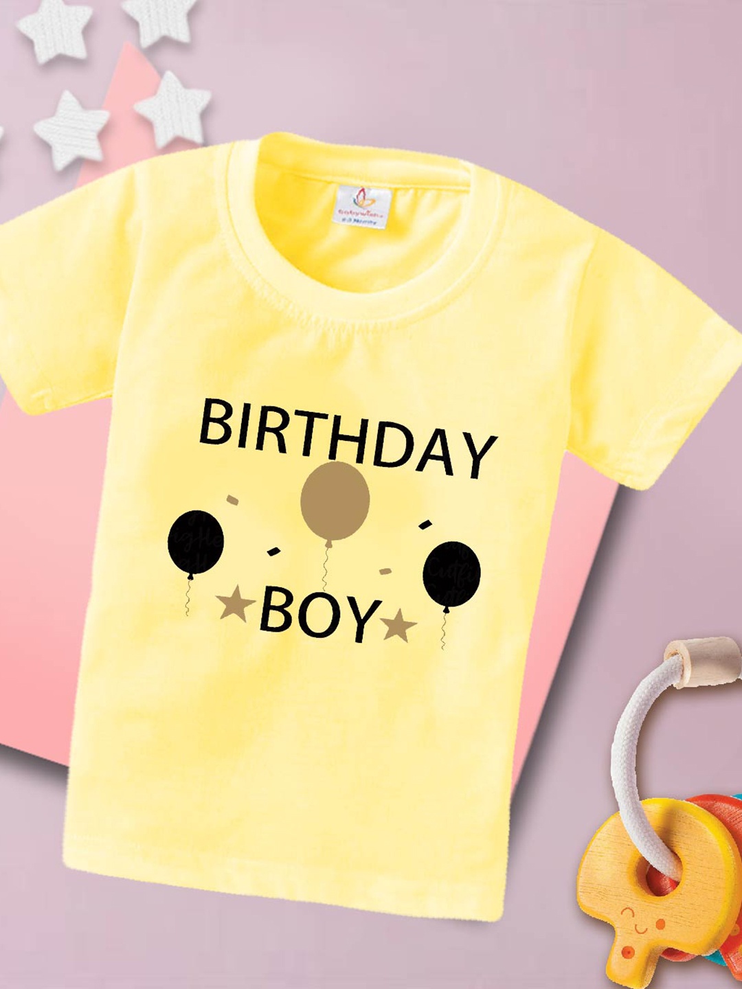 

Babywish Boys Typography Printed Cotton Relaxed Fit T-shirt, Yellow