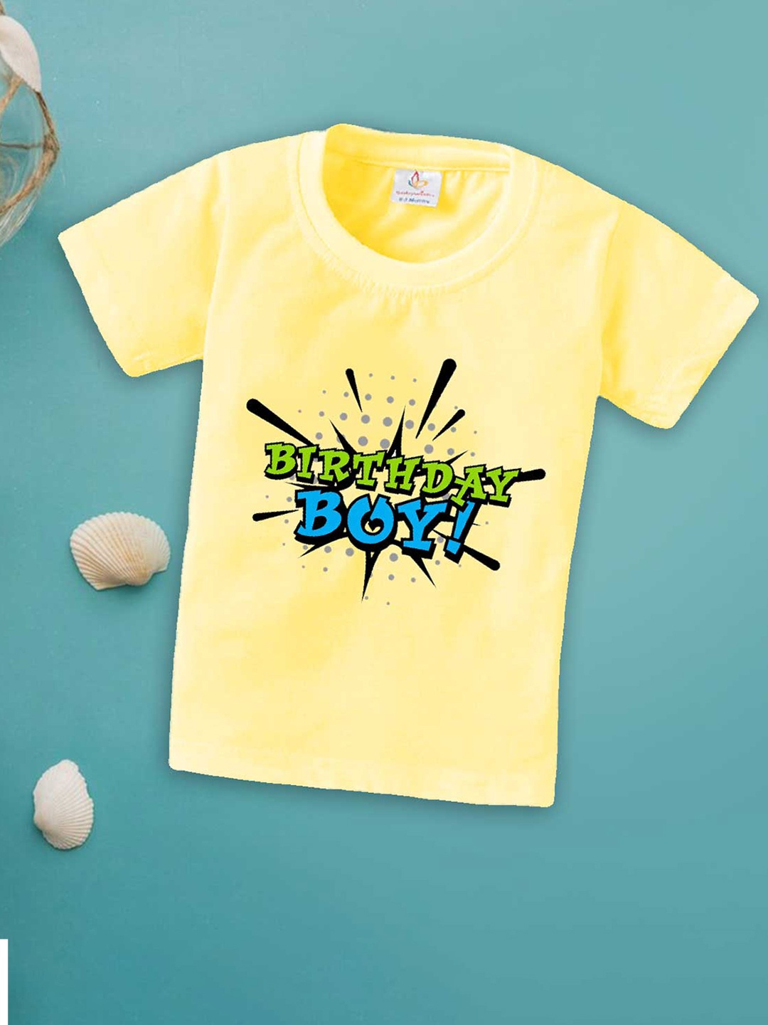 

Babywish Boys Typography Printed Cotton T-shirt, Yellow