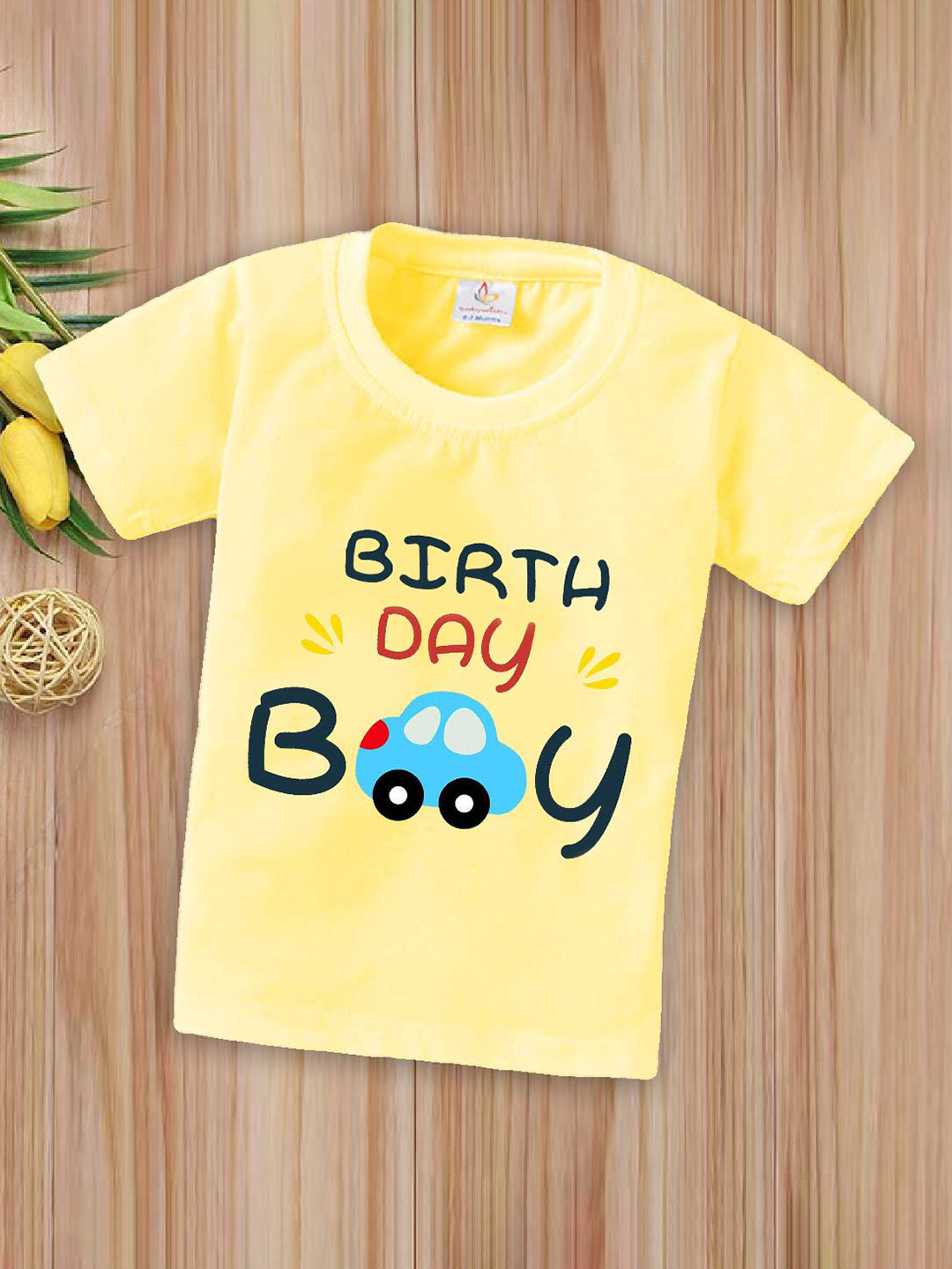 

Babywish Boys Typography Printed Cotton T-shirt, Yellow