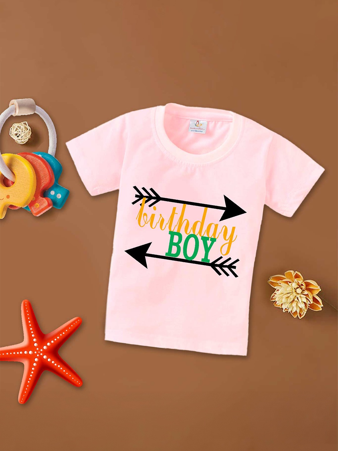 

Babywish Boys Typography Printed Cotton T-shirt, Pink