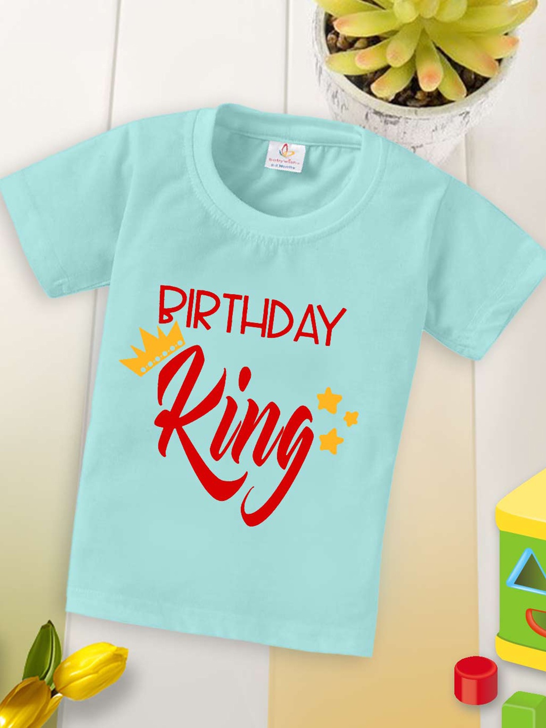 

Babywish Kids Typography Printed Round Neck Cotton Relaxed Fit T-shirt, Sea green
