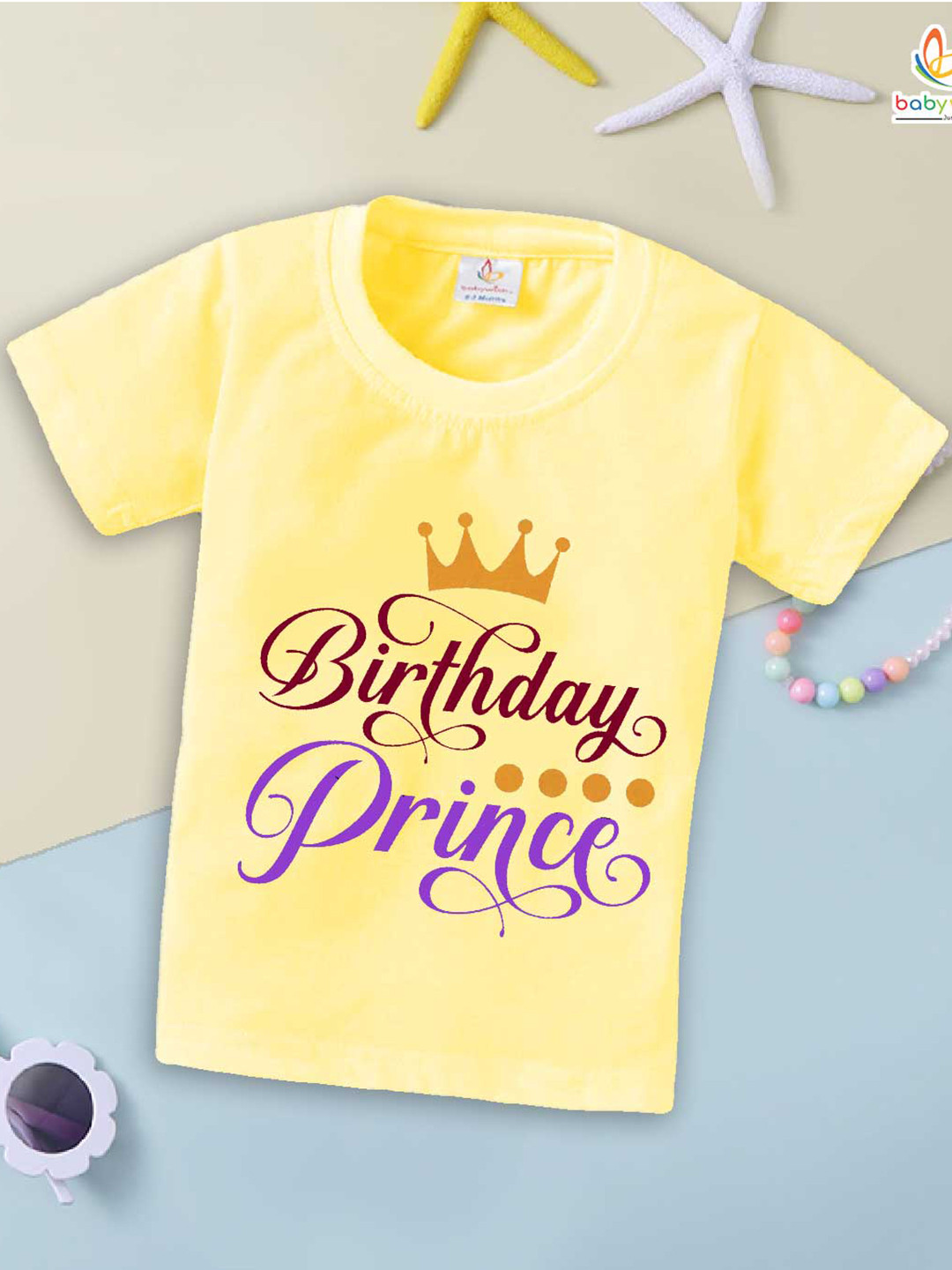 

Babywish Kids Typography Printed Round Neck Cotton Relaxed Fit T-shirt, Yellow