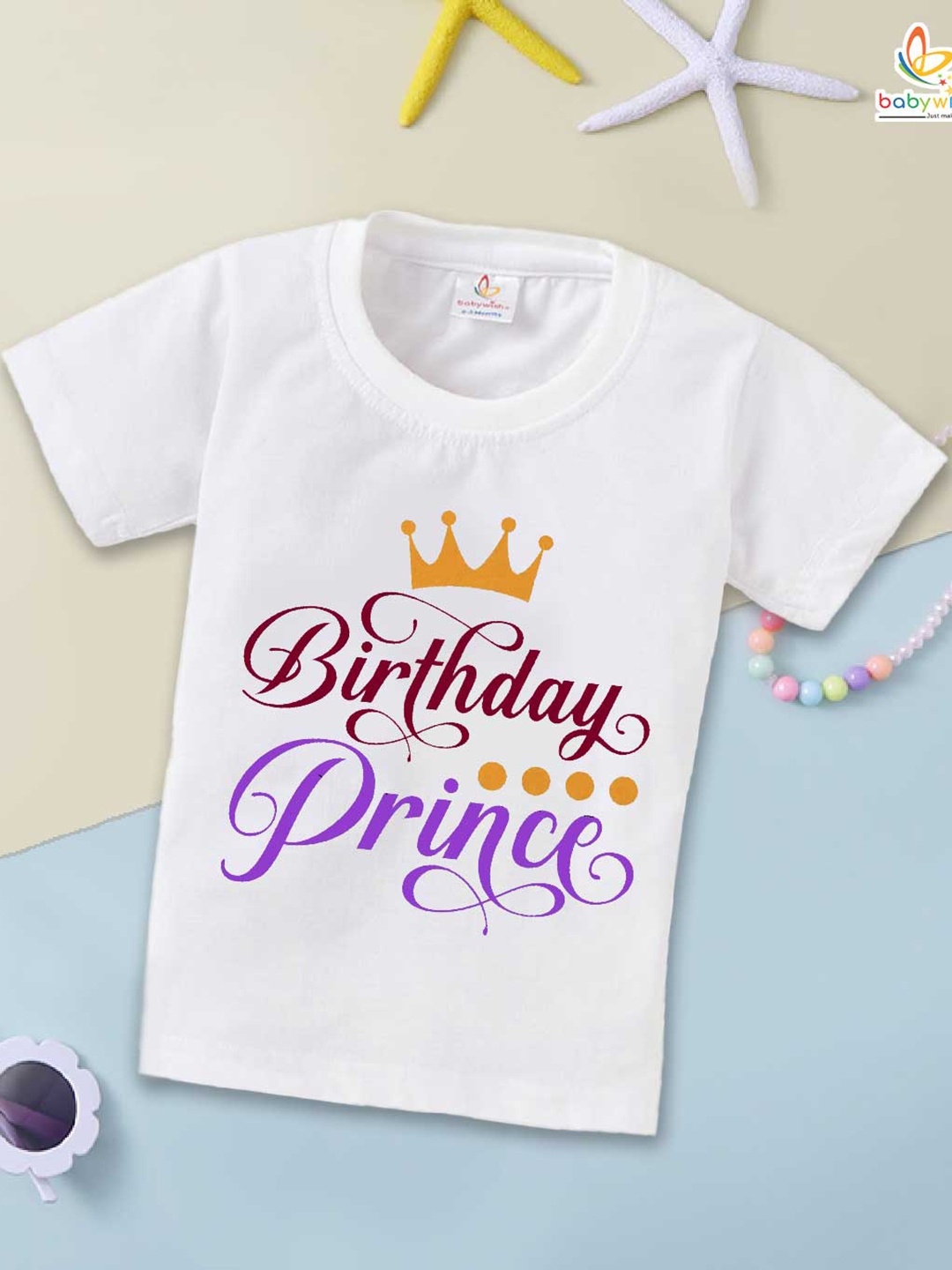 

Babywish Kids Typography Printed Round Neck Cotton Relaxed Fit T-shirt, White