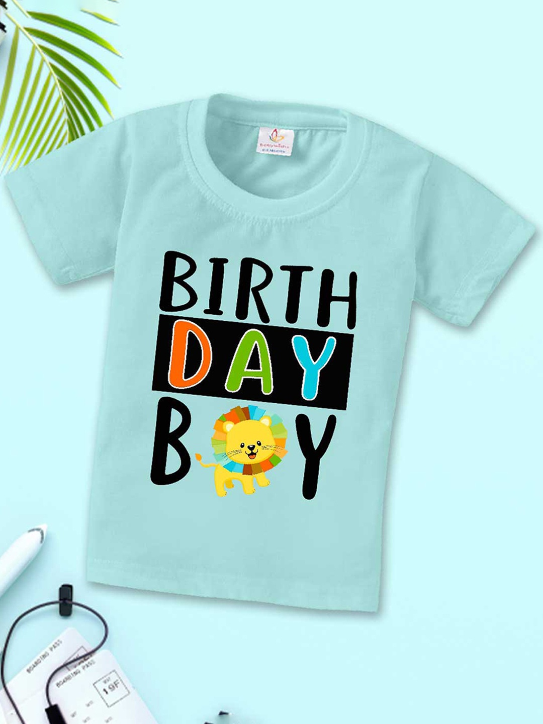 Babywish Boys Typography Printed Cotton T-shirt, Sea green