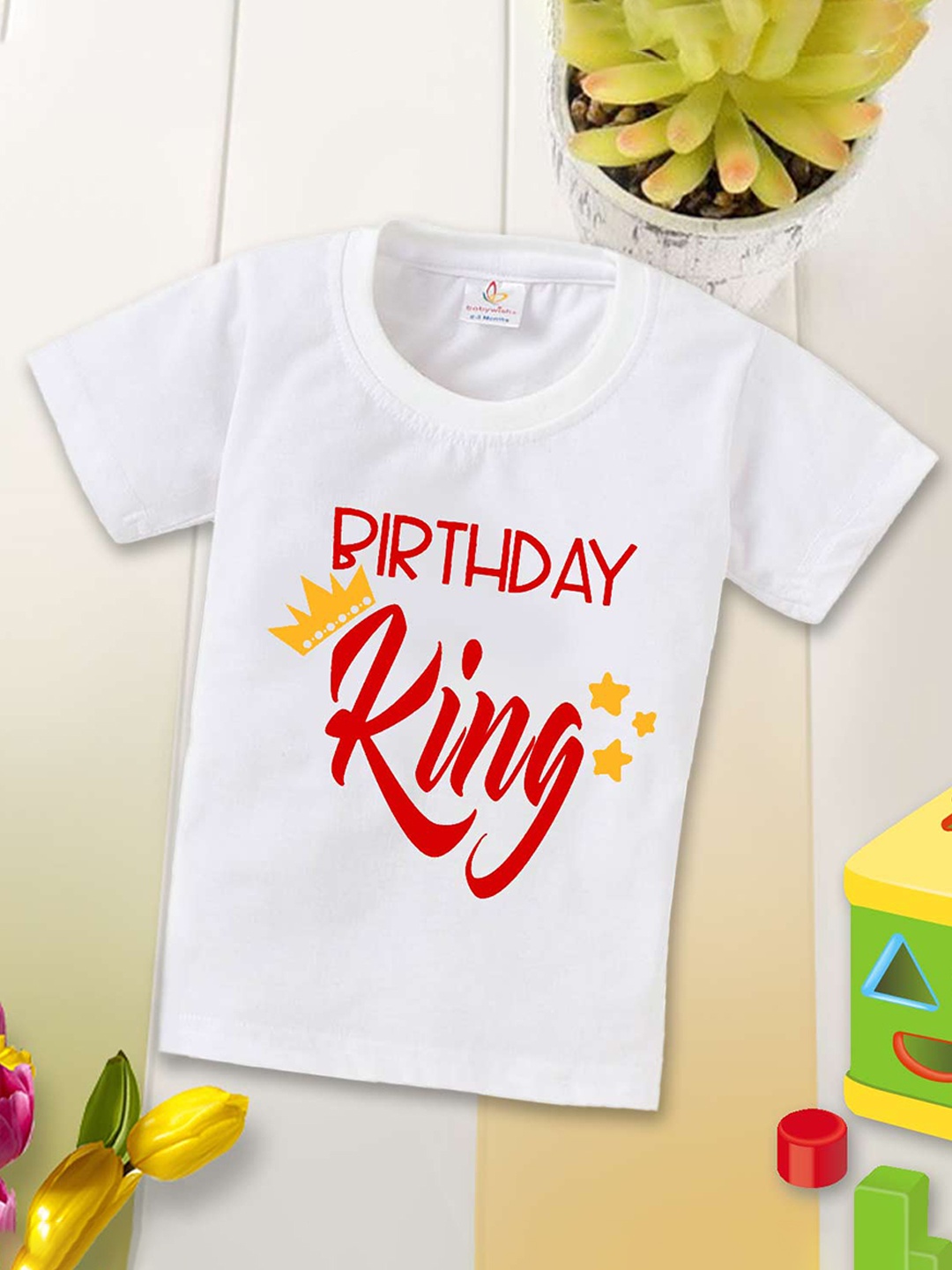 

Babywish Kids Typography Printed Round Neck Cotton Relaxed Fit T-shirt, White