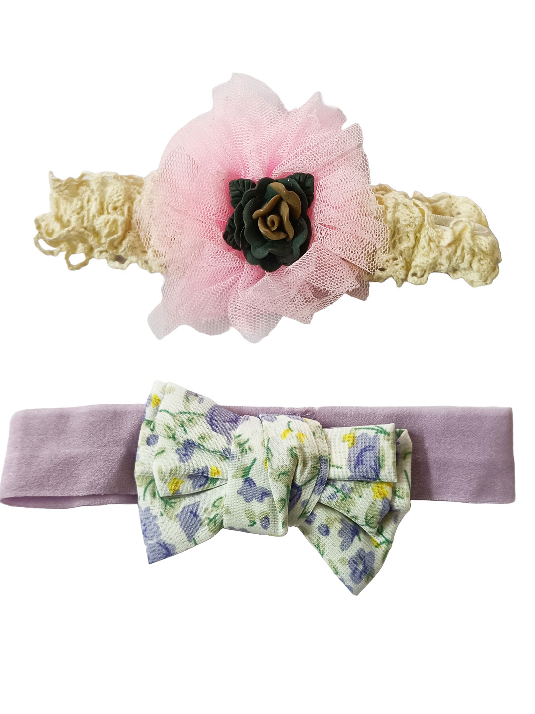 

Jewelz Set of 2 Floral Applique & Bow Hairbands, Pink