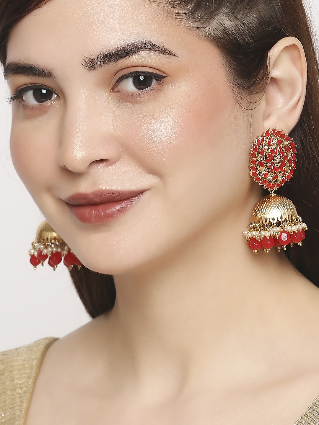 

OOMPH Dome Shaped Shaped Jhumkas, Gold