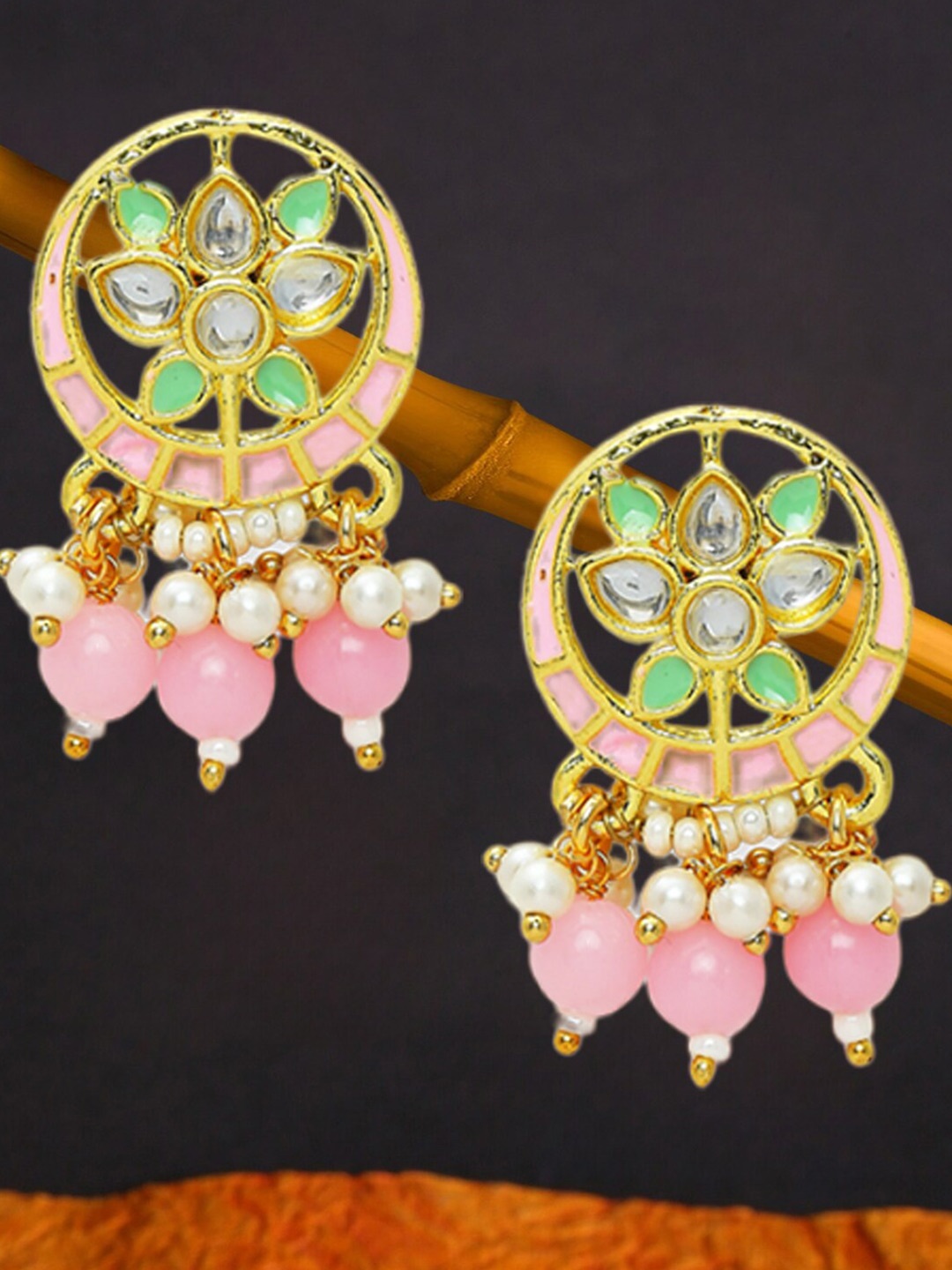 

OOMPH Circular Drop Earrings, Pink