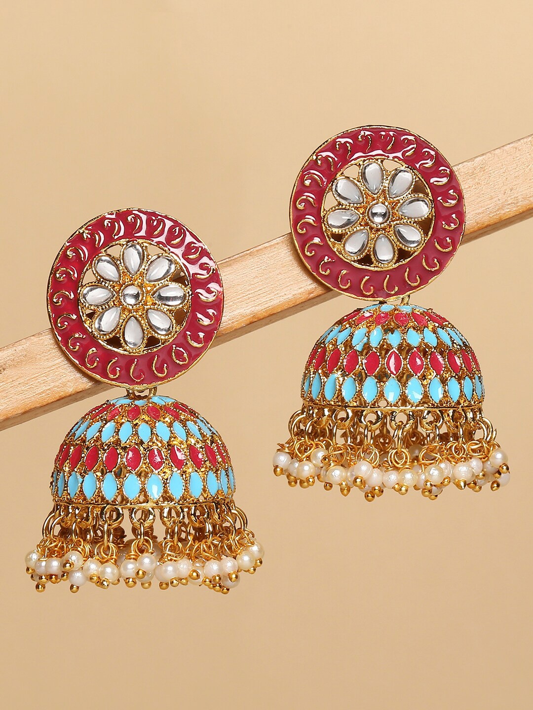 

OOMPH Dome Shaped Jhumkas, Maroon