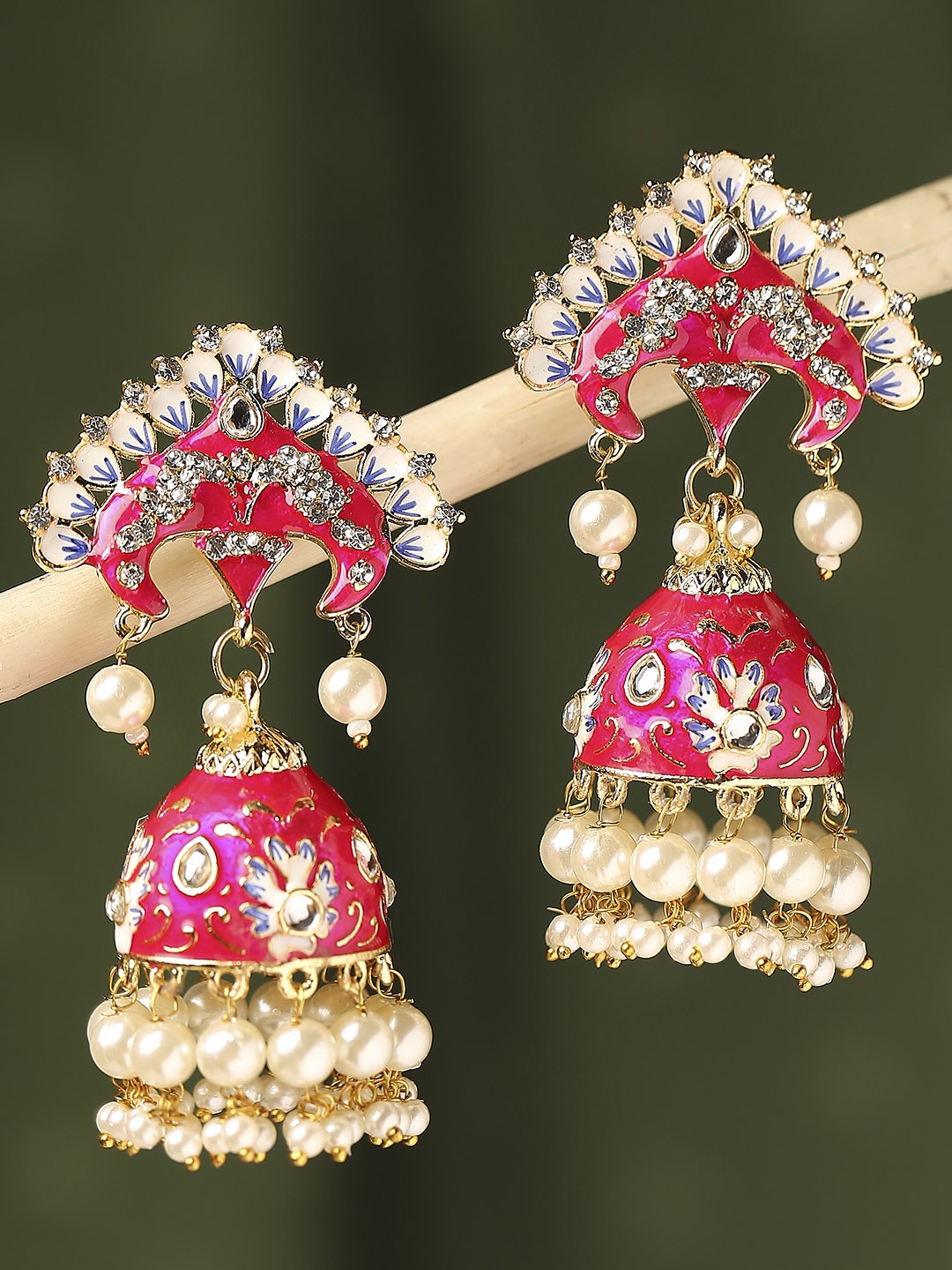 

OOMPH Dome Shaped Jhumkas, Pink