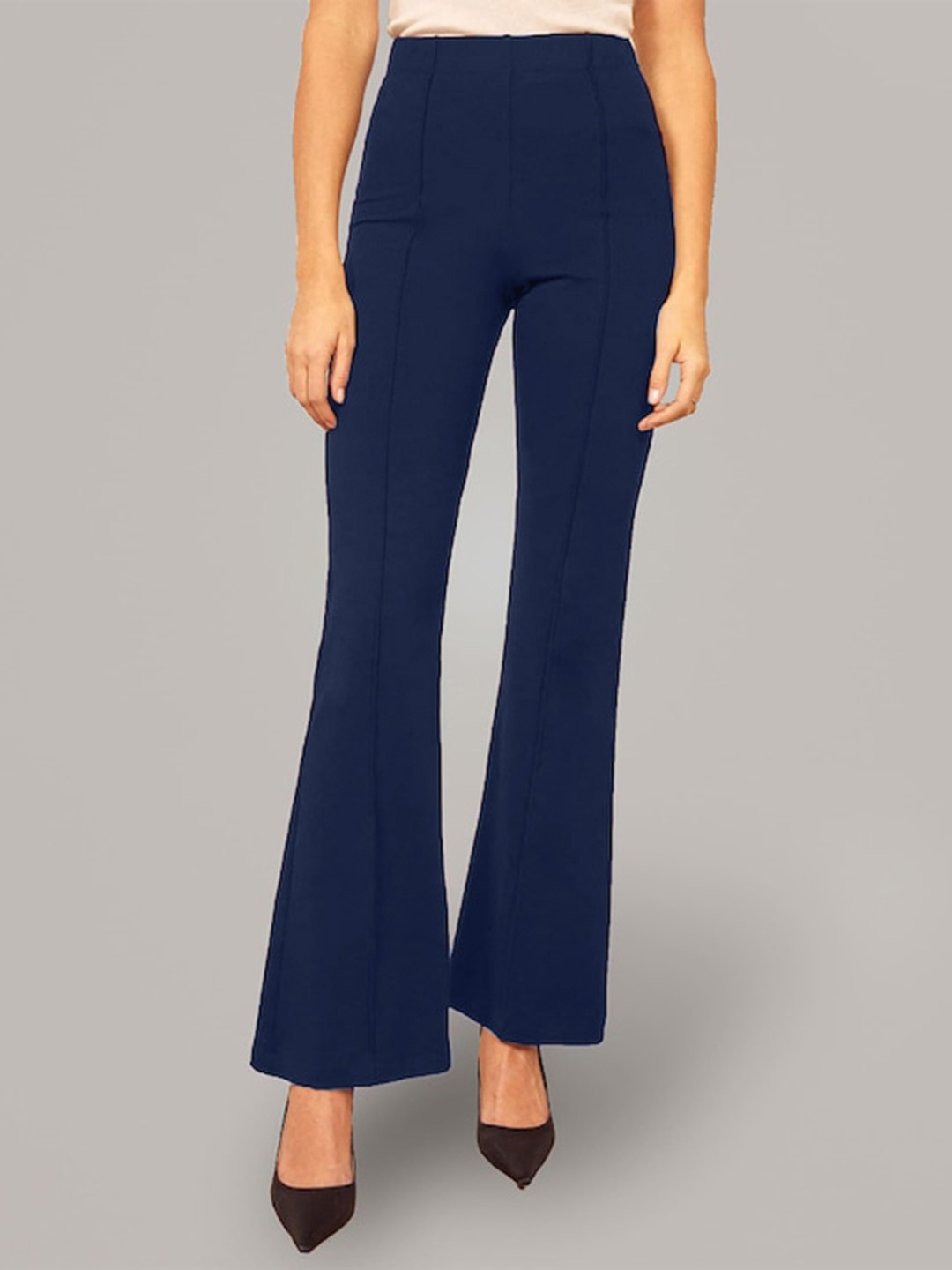 

AUSK Women Relaxed High-Rise Bootcut Trousers, Blue