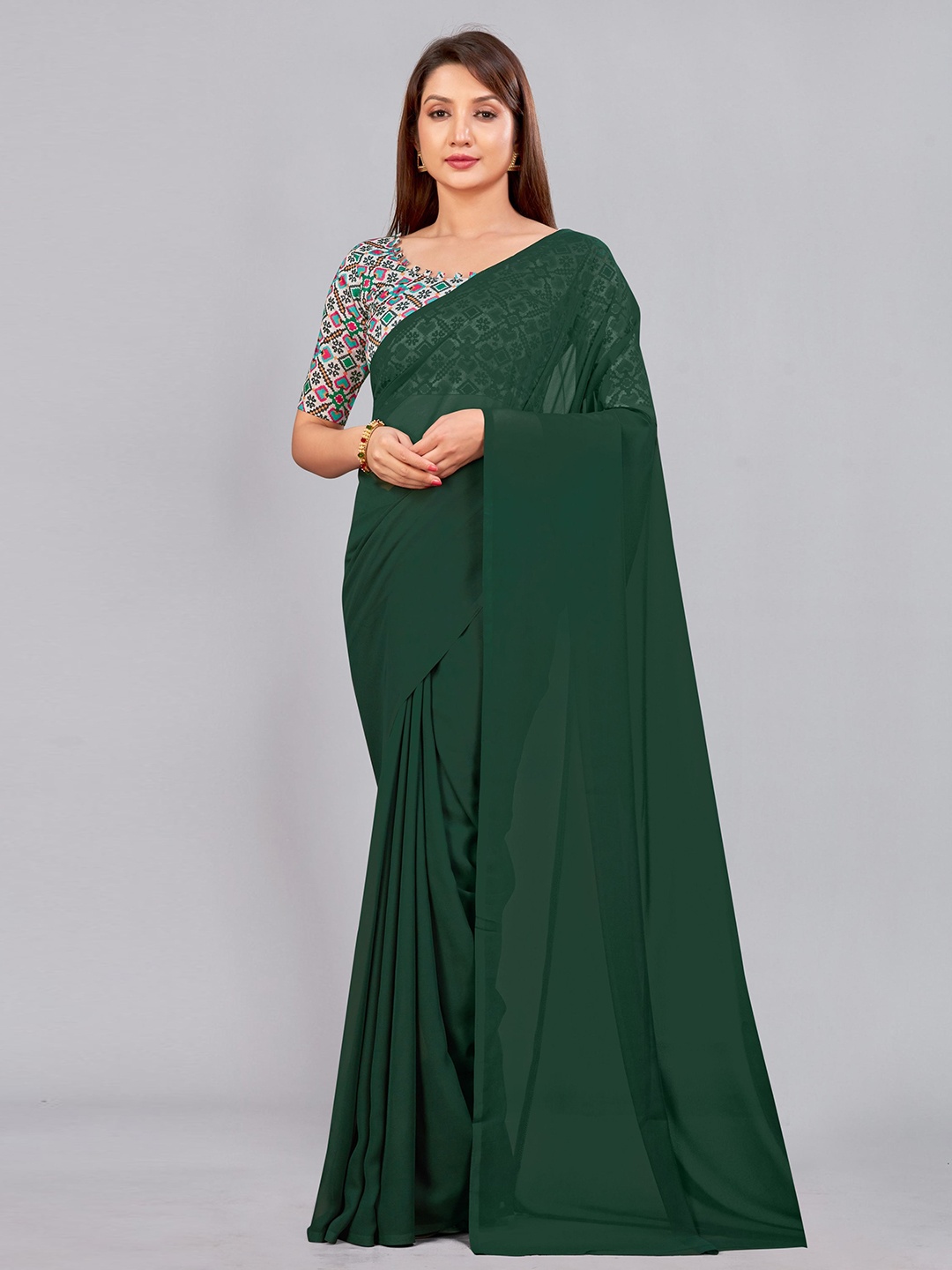 

CastilloFab Selection of 2 Pure Georgette Saree, Burgundy