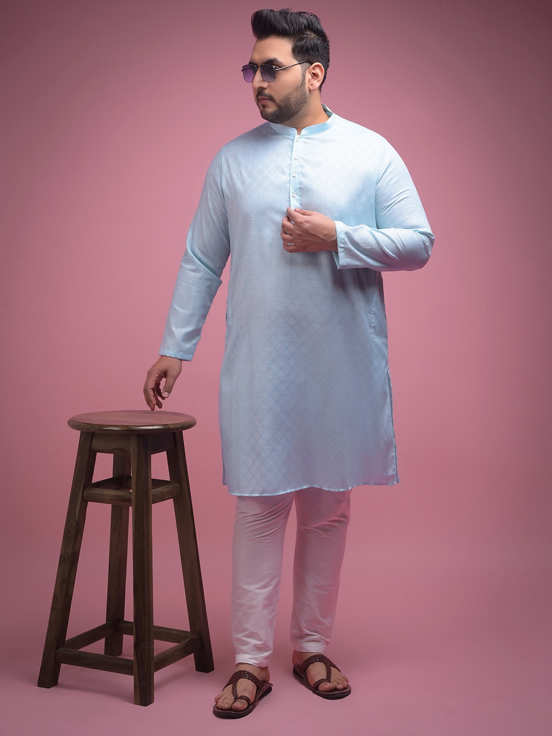 

Sztori Jacquard Woven Design Kurta With Pyjama, Blue