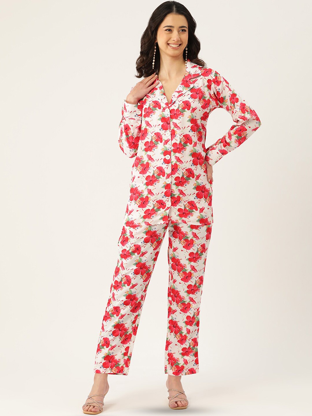 

SIRIKIT Floral Printed Shirt With Trouser Co-Ords, White