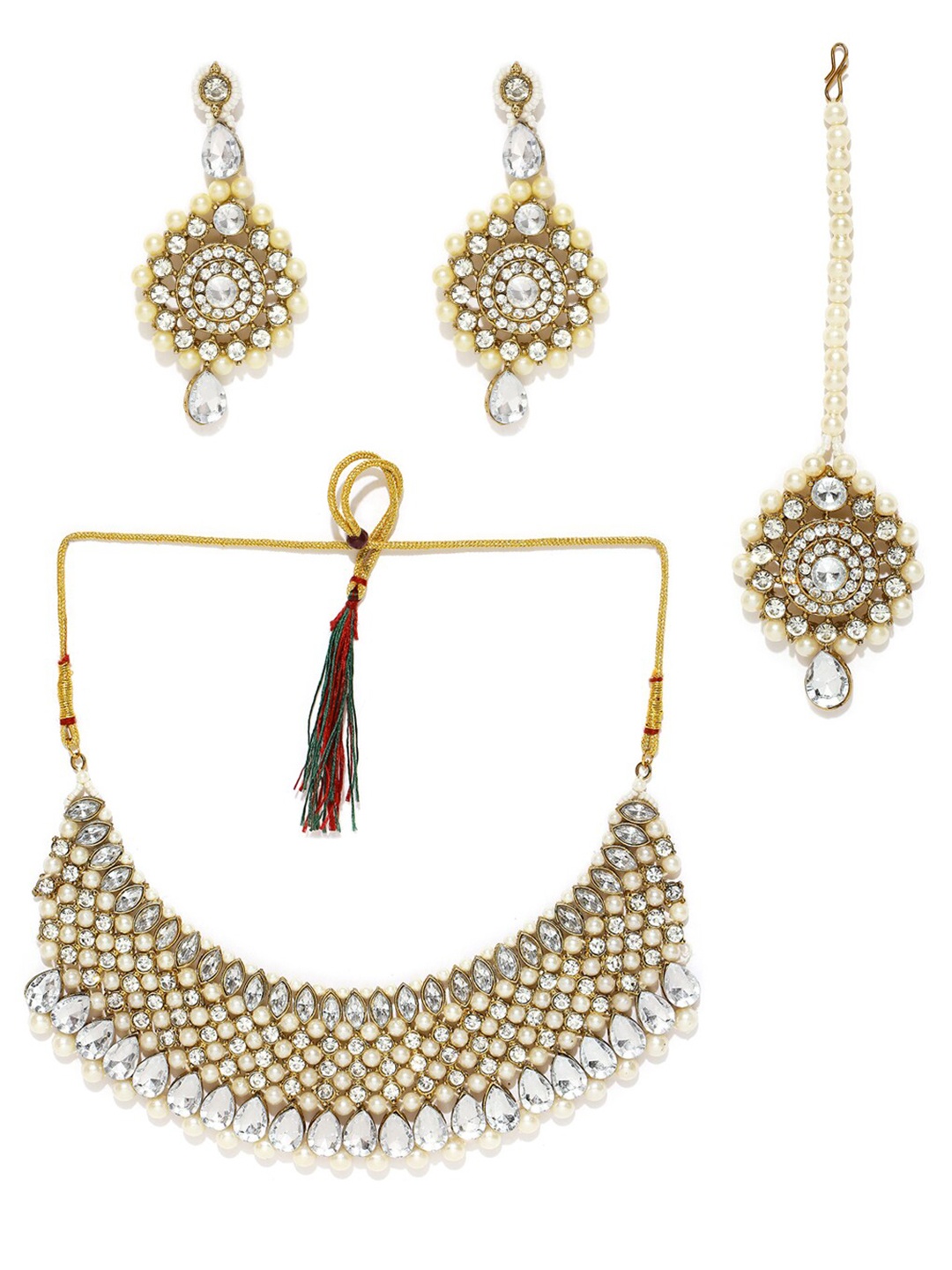 

MANATH Stone Studded Jewellery Set, White