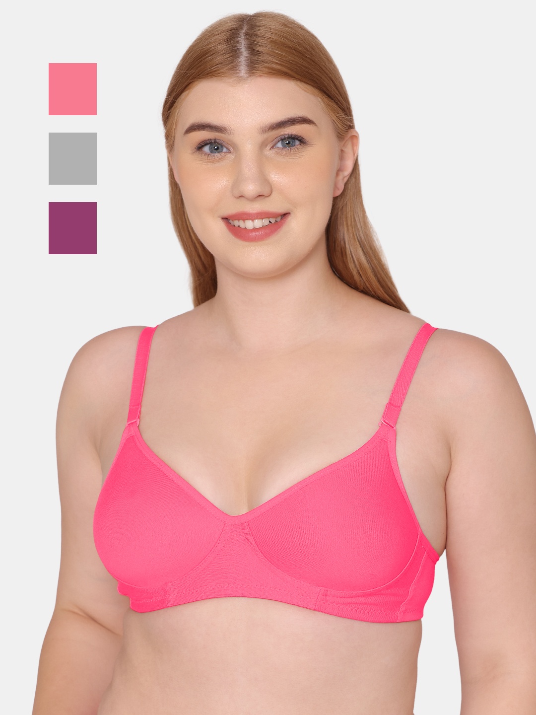 

KOMLI Pack Of 3 T-shirt All Day Comfort Bra Full Coverage, Grey