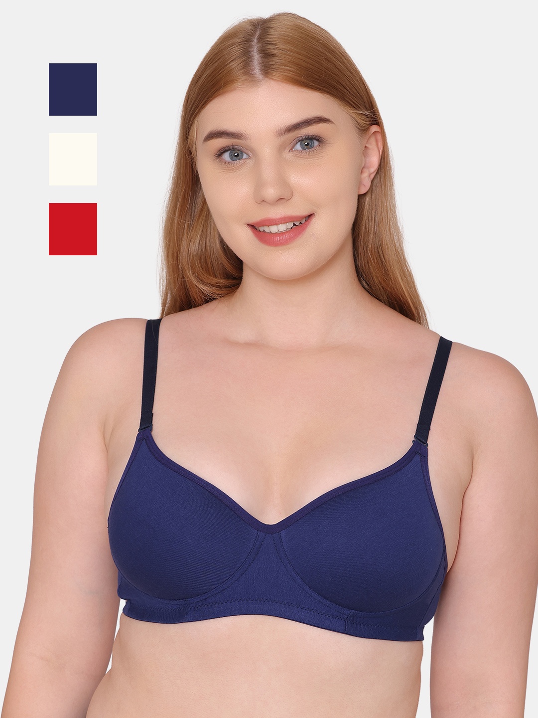 

KOMLI Pack Of 3 T-shirt All Day Comfort Bra Full Coverage, Red