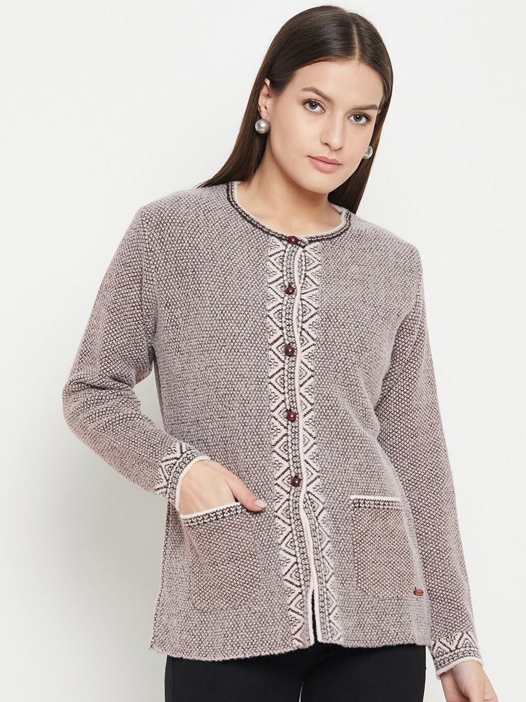 

Duke Self Design Cardigan Sweater, Brown