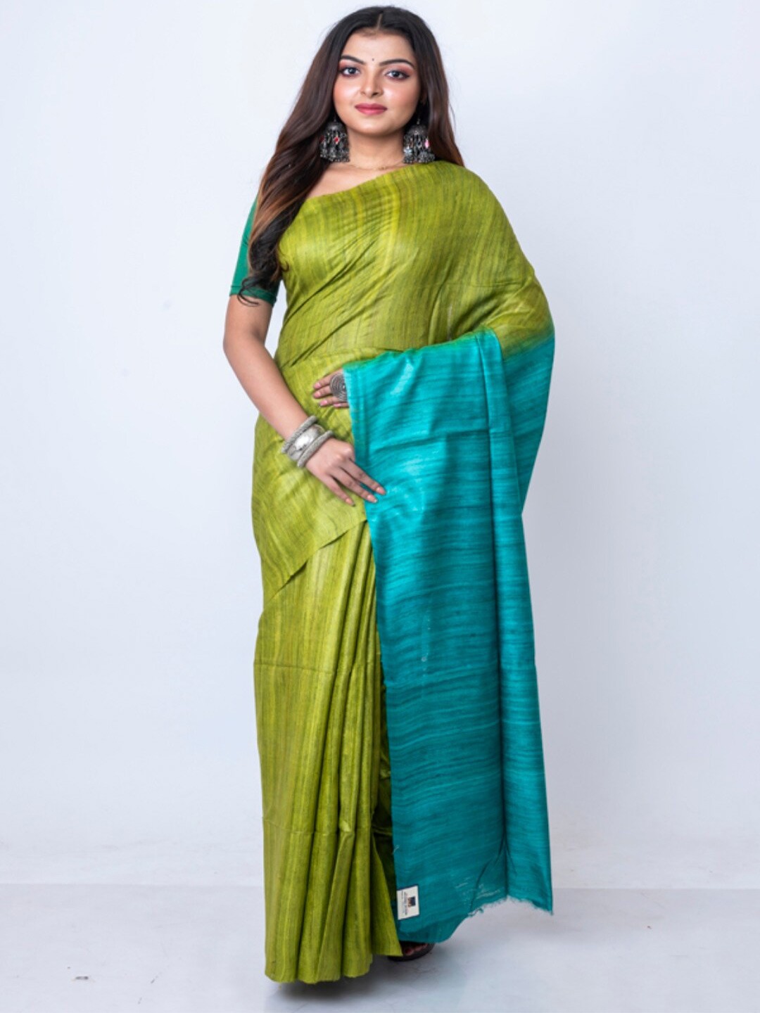 

Morchari Woven Design Pure Silk Bhagalpuri Saree, Green