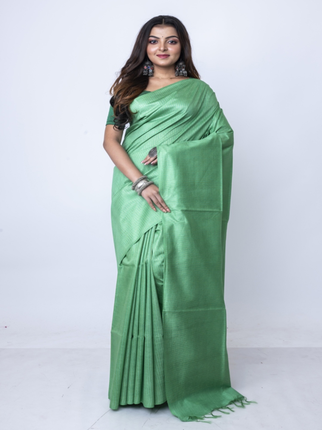

Morchari Woven Design Bhagalpuri Saree, Green