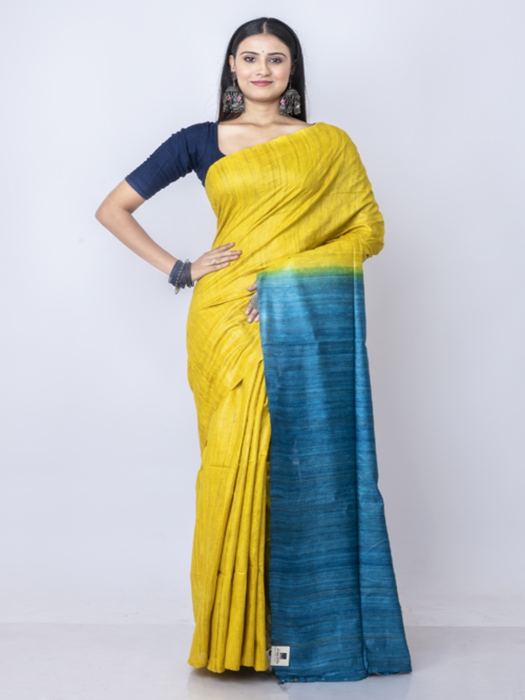 

Morchari Colourblocked Zari Pure Silk Bhagalpuri Saree, Yellow