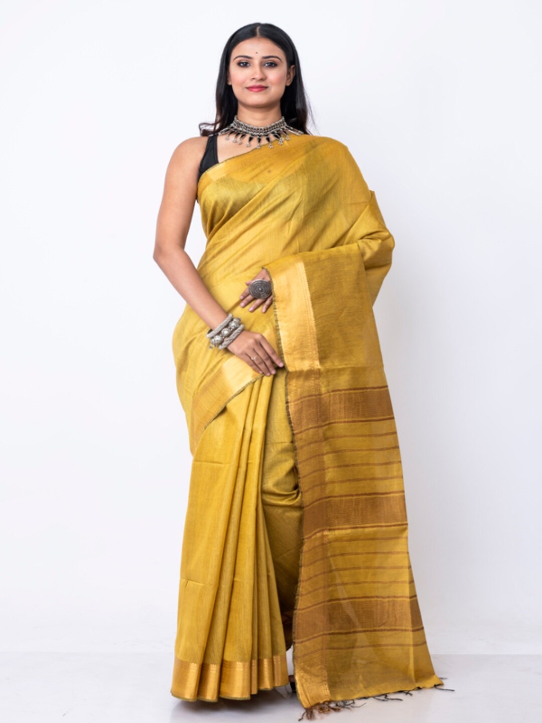 

Morchari Zari Silk Blend Bhagalpuri Saree, Mustard