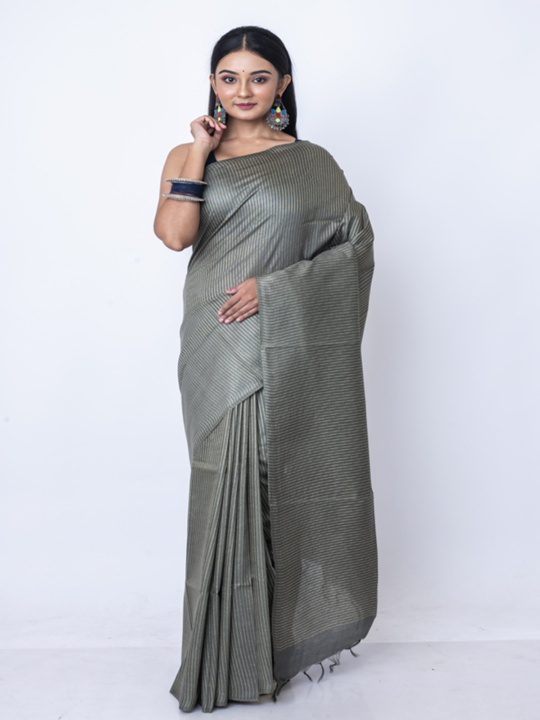 

Morchari Woven Design Silk Cotton Bhagalpuri Saree, Grey