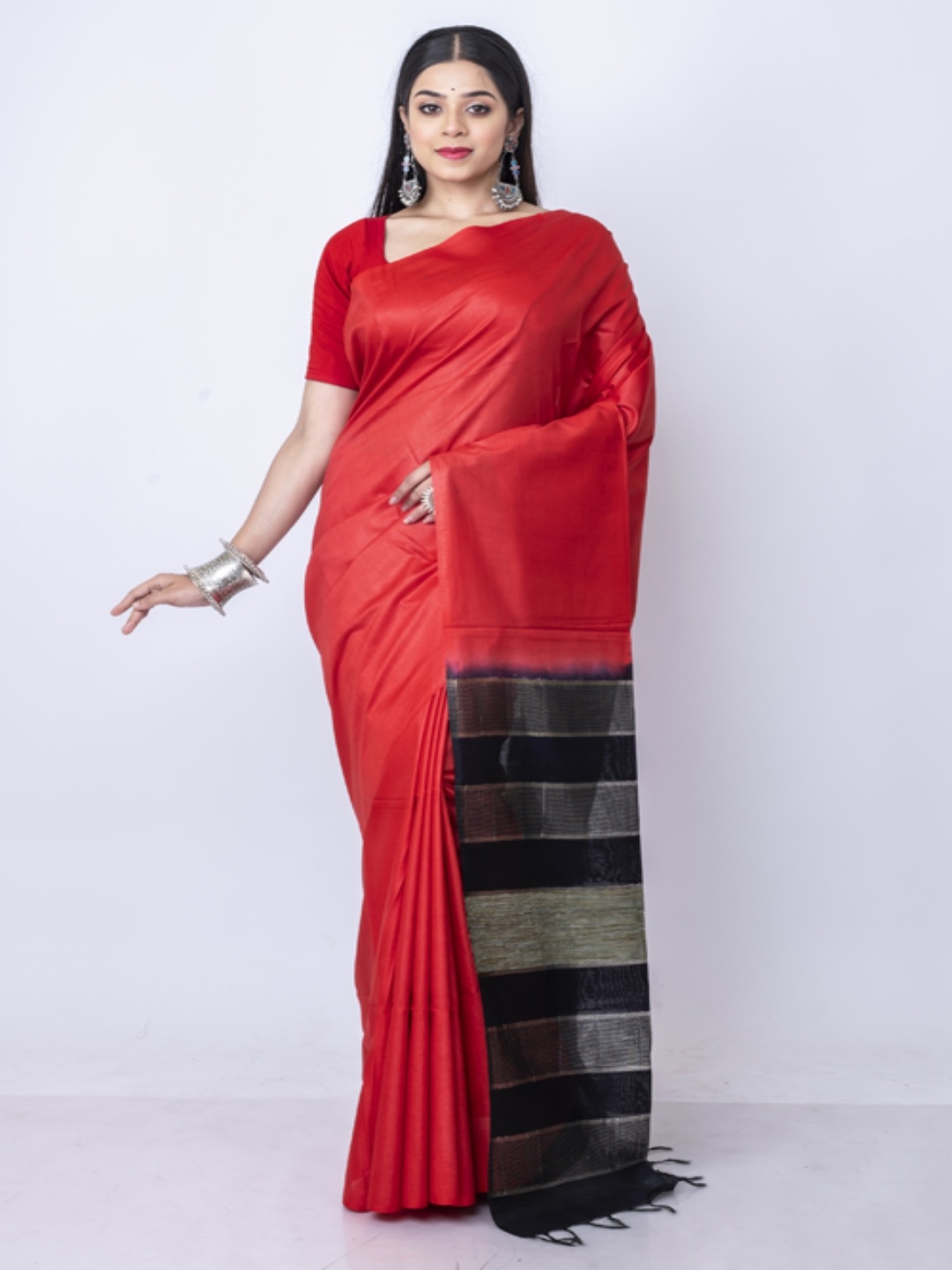 

Morchari Zari Bhagalpuri Saree, Red
