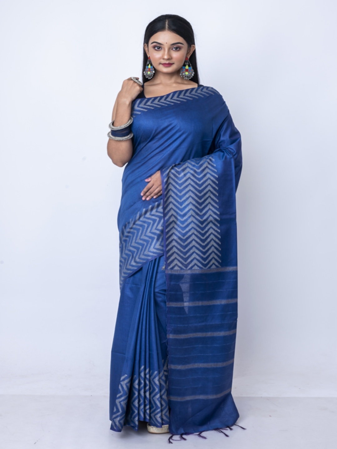 

Morchari Woven Design Zari Bhagalpuri Saree, Blue