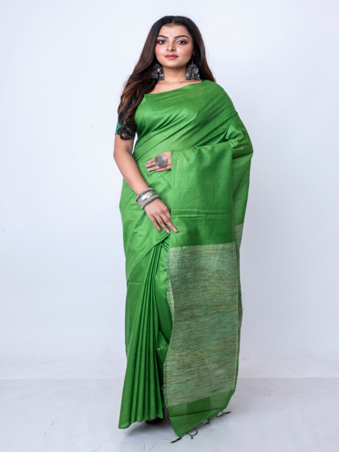 

Morchari Cotton Bhagalpuri Saree, Green