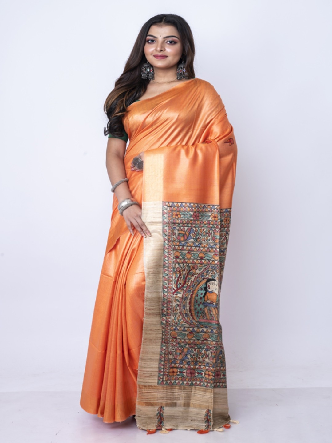 

Morchari Ethnic Motifs Woven Design Zari Saree, Orange