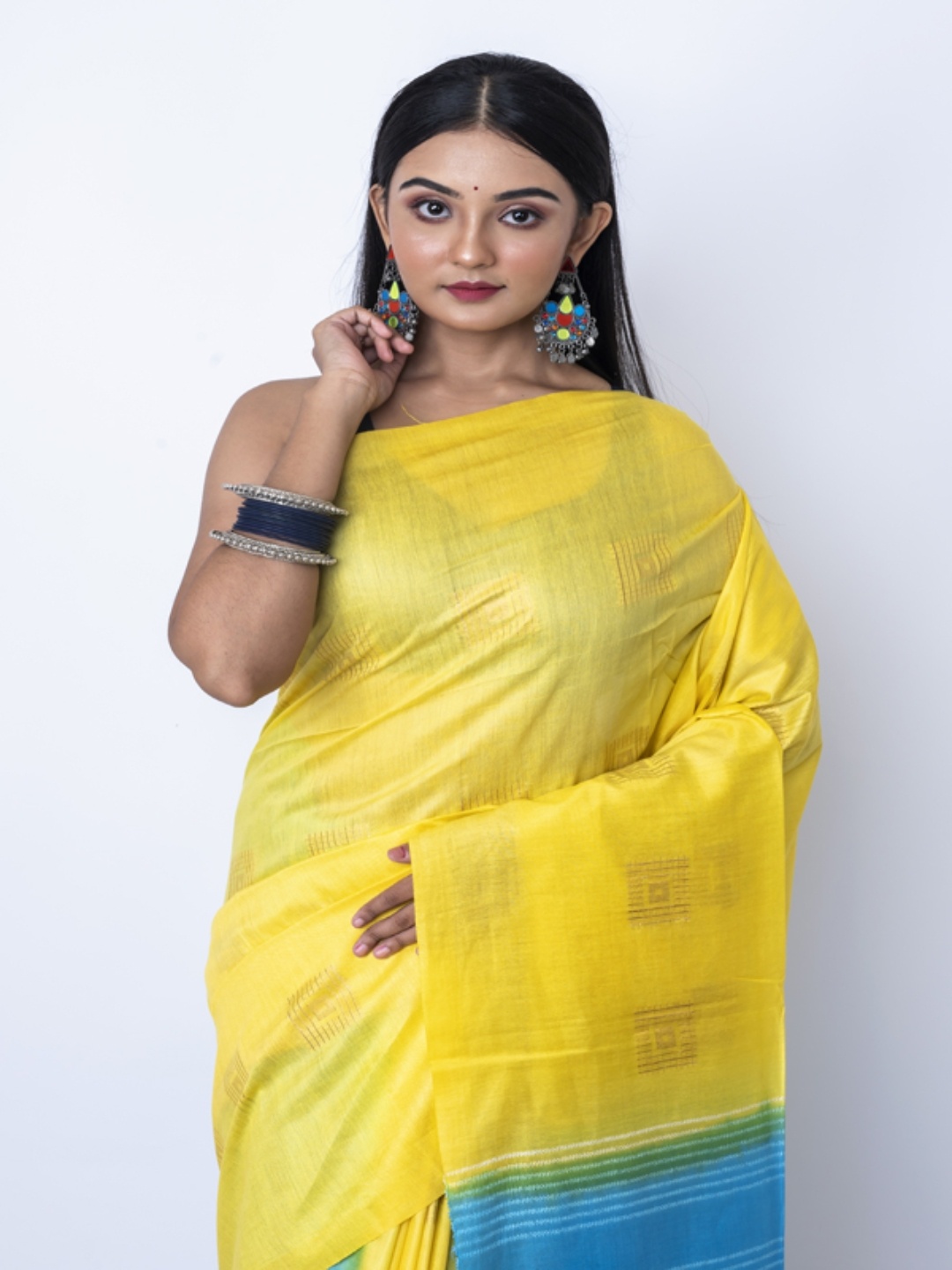

Morchari Woven Design Zari Bhagalpuri Saree, Yellow