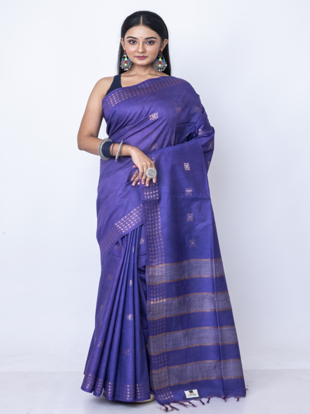 

Morchari Woven Design Zari Silk Cotton Bhagalpuri Saree, Purple