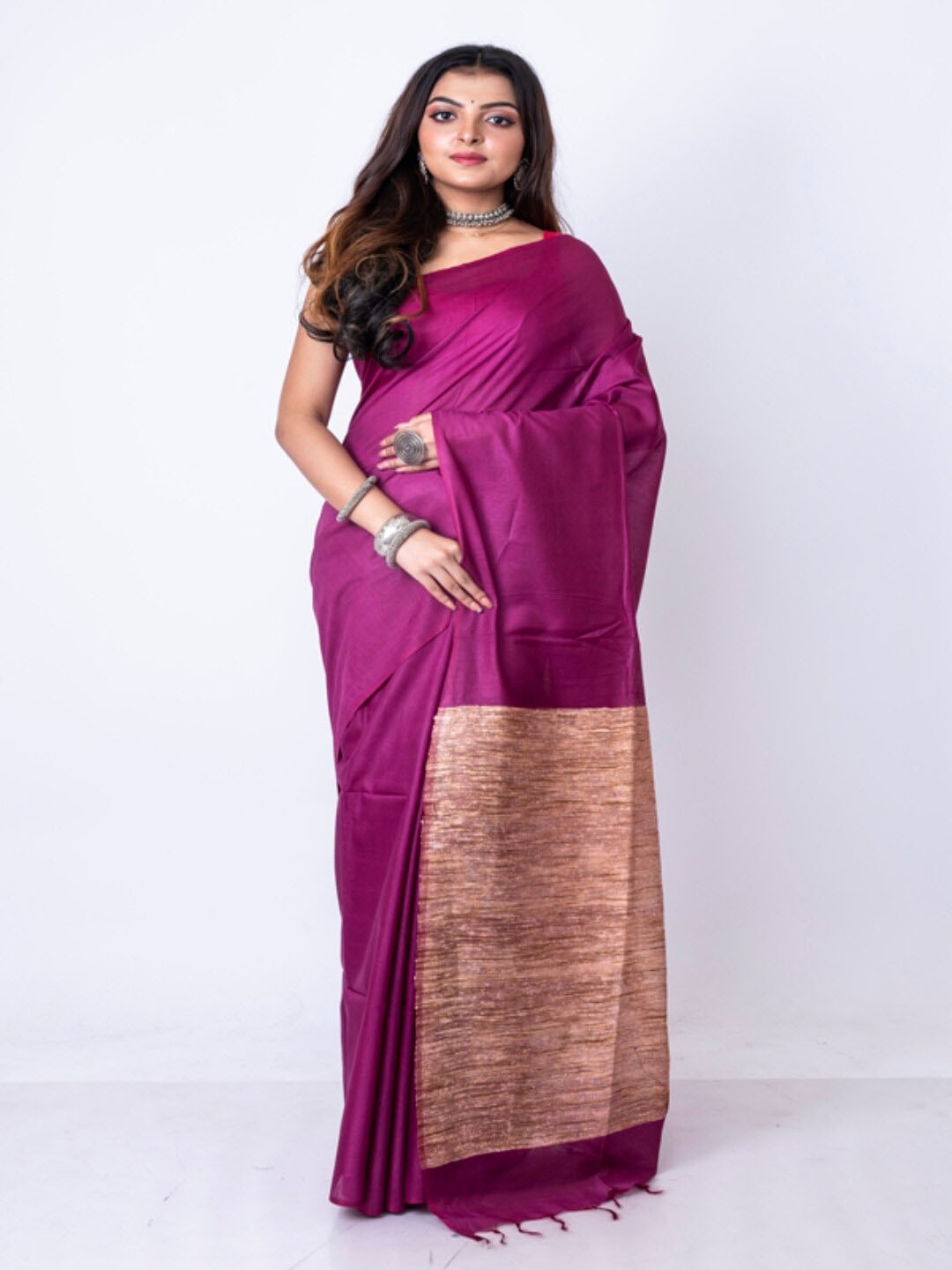 

Morchari Silk Cotton Bhagalpuri Saree, Magenta