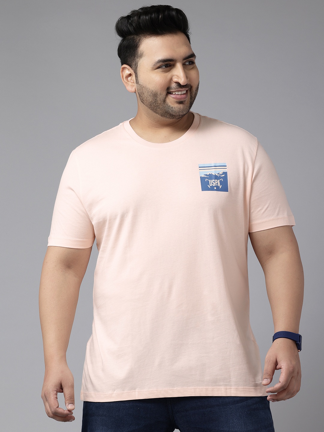

U.S. Polo Assn. Denim Co. Plus Size Brand Logo Pure Cotton Slim Fit T-shirt, Pink