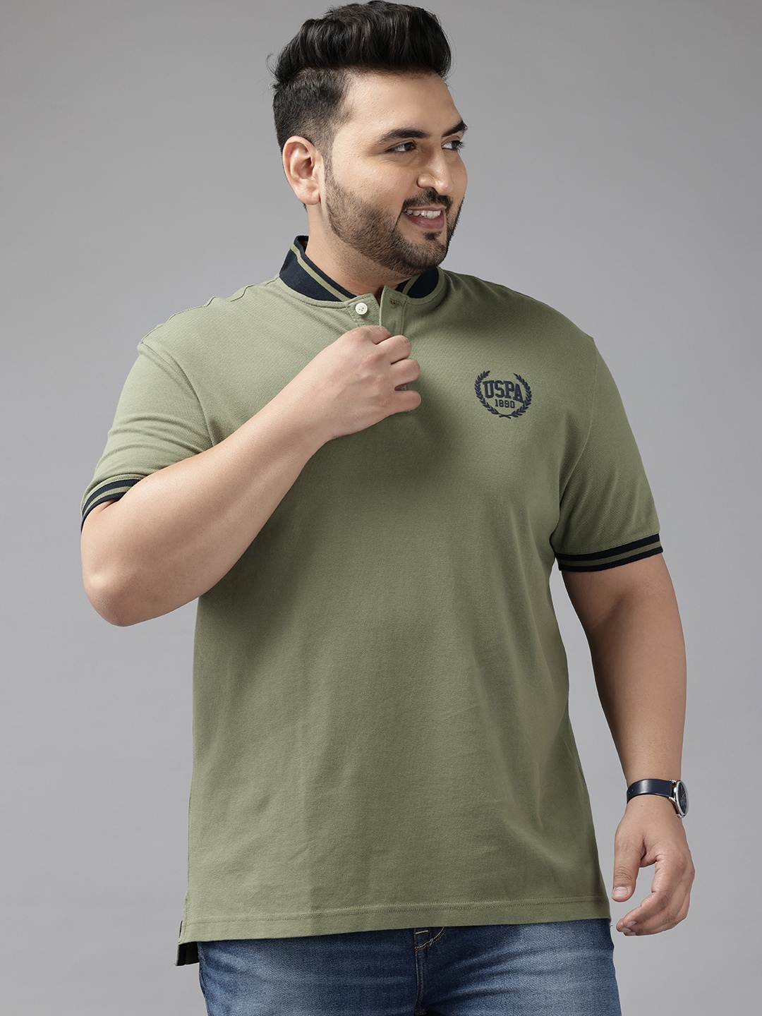 

U.S. Polo Assn. Denim Co. Henley Neck Pure Cotton Slim Fit T-shirt, Olive