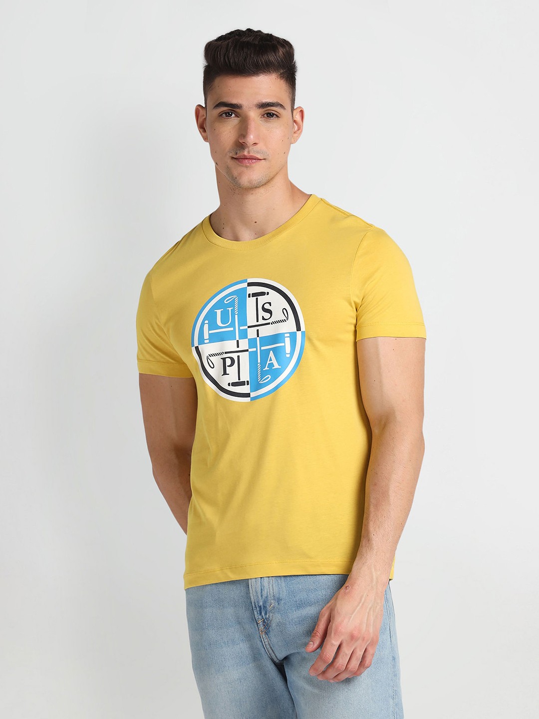 

U.S. Polo Assn. Denim Co. Printed Pure Cotton Slim Fit T-shirt, Yellow