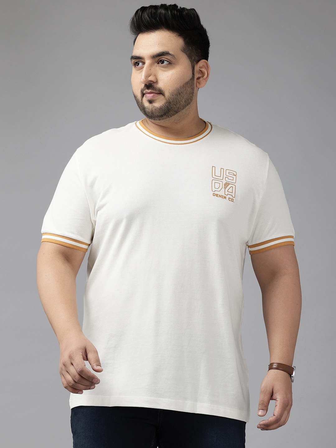 

U.S. Polo Assn. Denim Co. Pure Cotton Slim Fit T-shirt, Cream