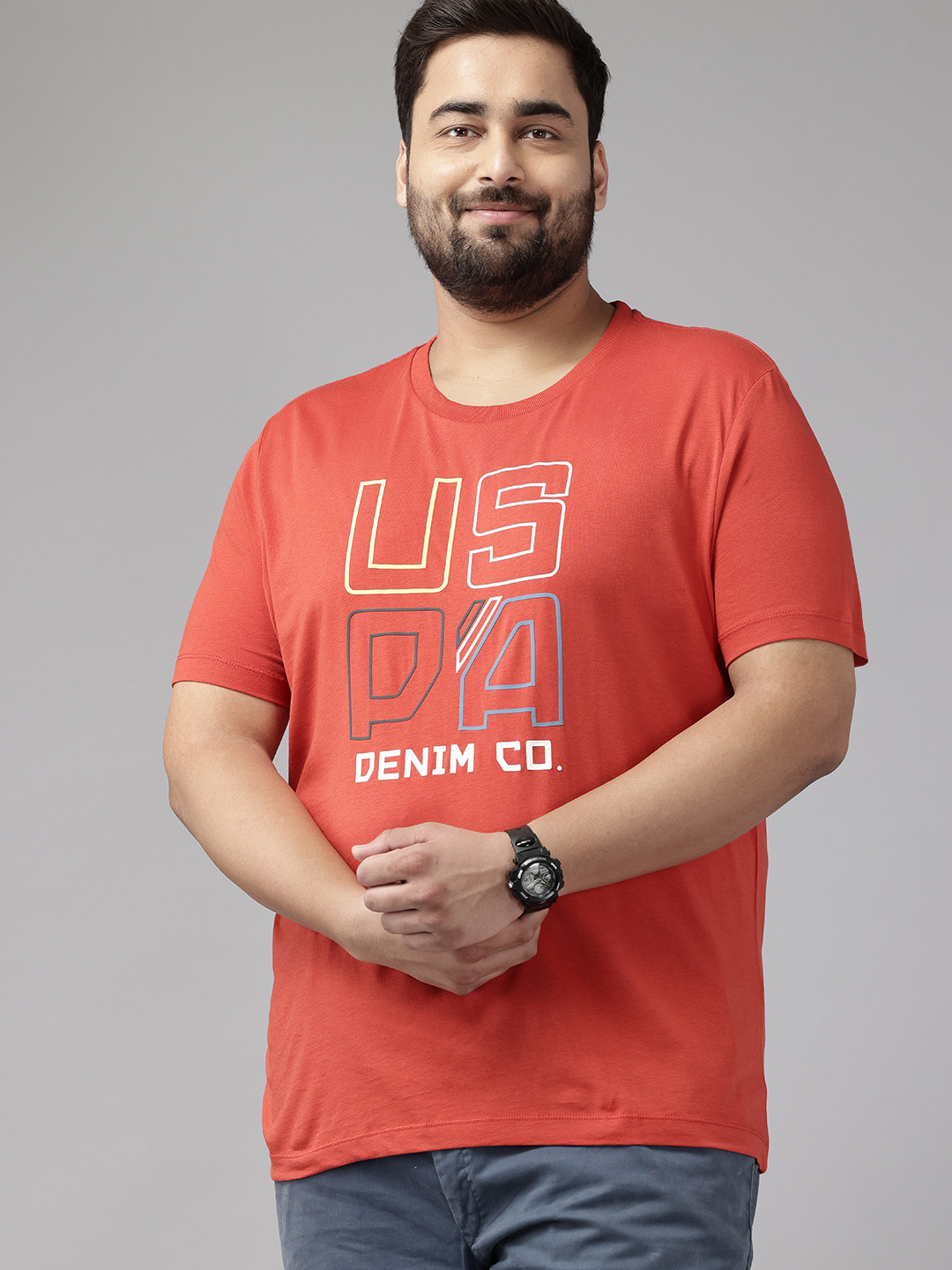 

U.S. Polo Assn. Denim Co. Plus Size Brand Logo Print Pure Cotton Slim Fit T-shirt, Red