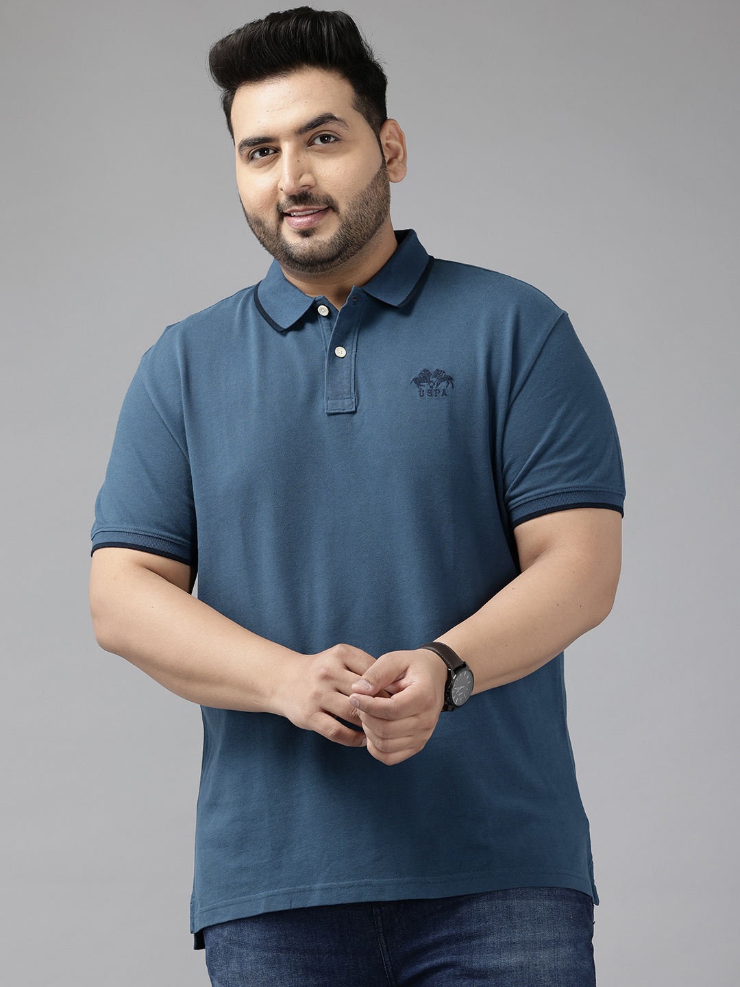 

U.S. Polo Assn. Denim Co. Polo Collar Pure Cotton Slim Fit T-shirt, Blue